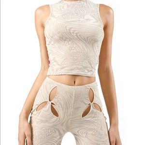 I.AM.GIA I am gia amina top and pant set mesh velvet with cutouts